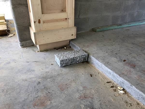 Height of cobblestone tested with concrete poured base