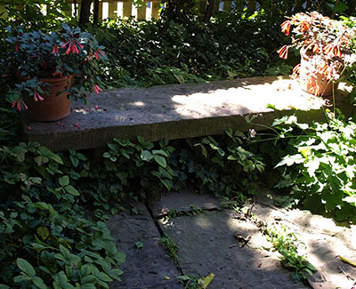Garden stone bench made from reclaimed medina stone