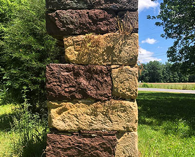 Old barn foundation stone wall