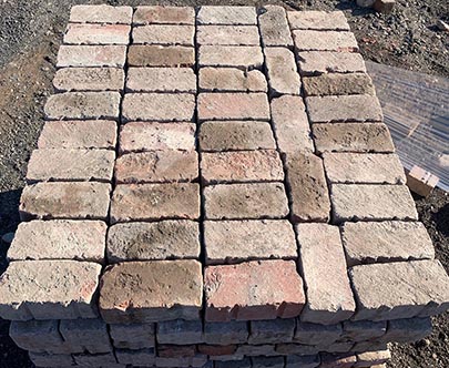 Palletized by our team, the antique brick paver stacks for an easy installation by brick masons