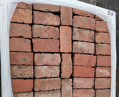 Wrapped pallet of the reclaimed street brick paver is ready for shipment to your project