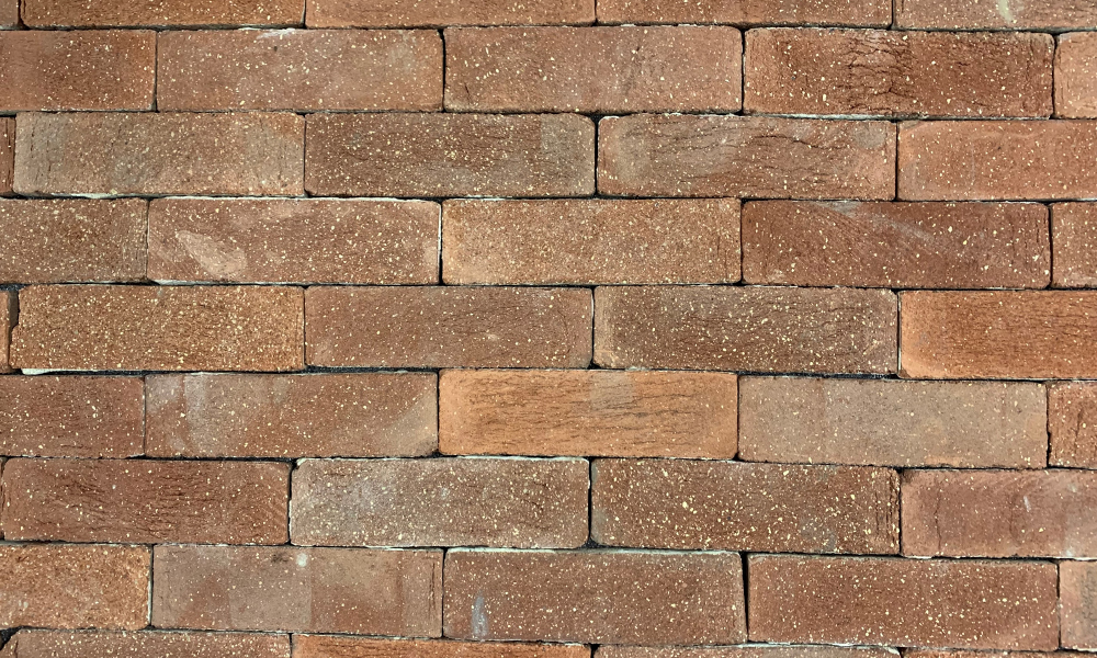 Center Cut thin brick veneer reveal rustic character of clay deposits