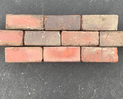 Overhead view of reclaimed Metropolitan Bricks in a running bond